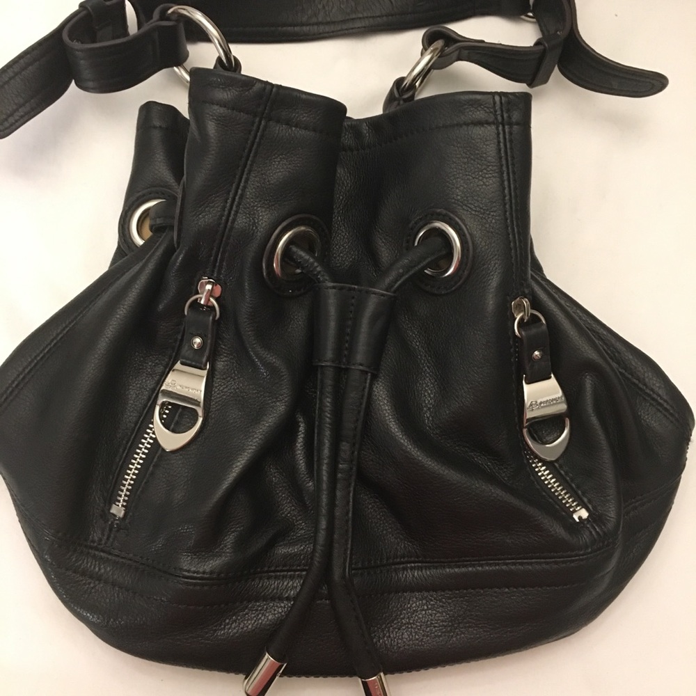 B Makowsky black bucket bag so soft heavy leather